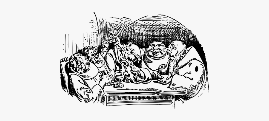 People Drinking At The Table Vector Illustration - Cartoon, Transparent Clipart