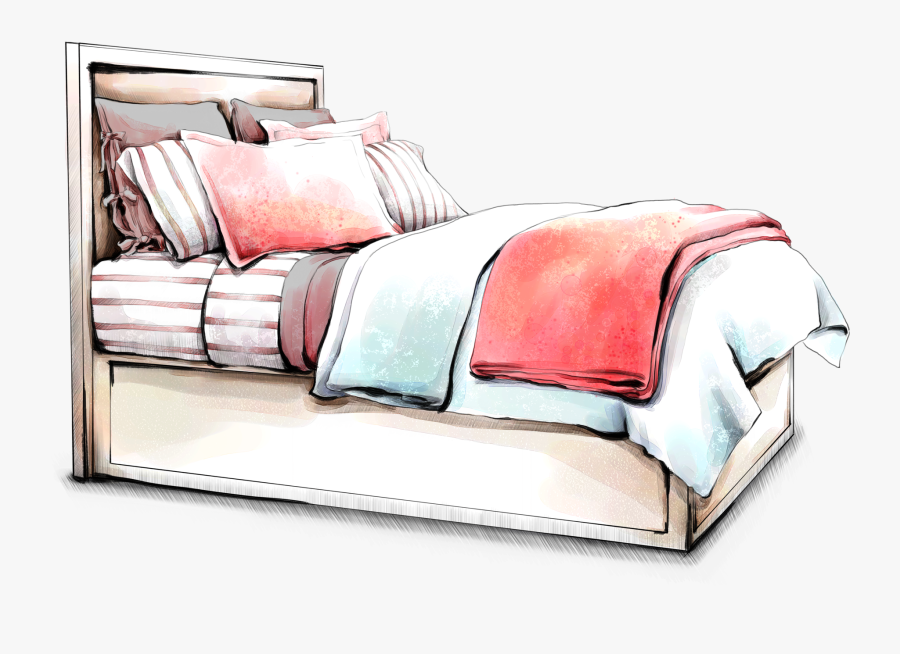 Drawing Bed Sketch - Interior Design Furniture Sketch, Transparent Clipart