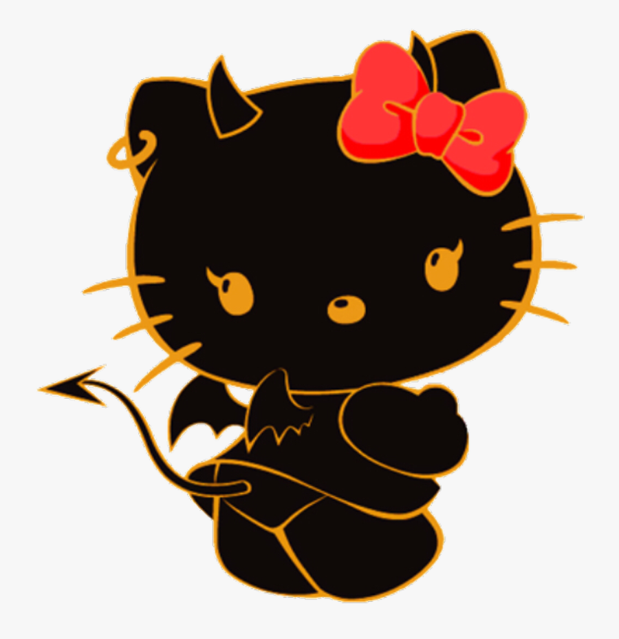 Hellokitty Hello Kitty Gothic Goth Emo Blackandwhite - Hello Kitty Devil Png, Transparent Clipart