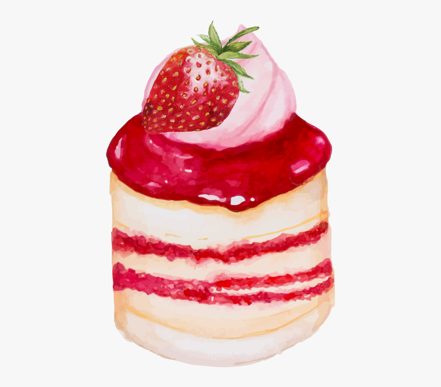 #food #strawberry #cheesecake #sweet #watercolors #watercolor - 甜品 手绘, Transparent Clipart