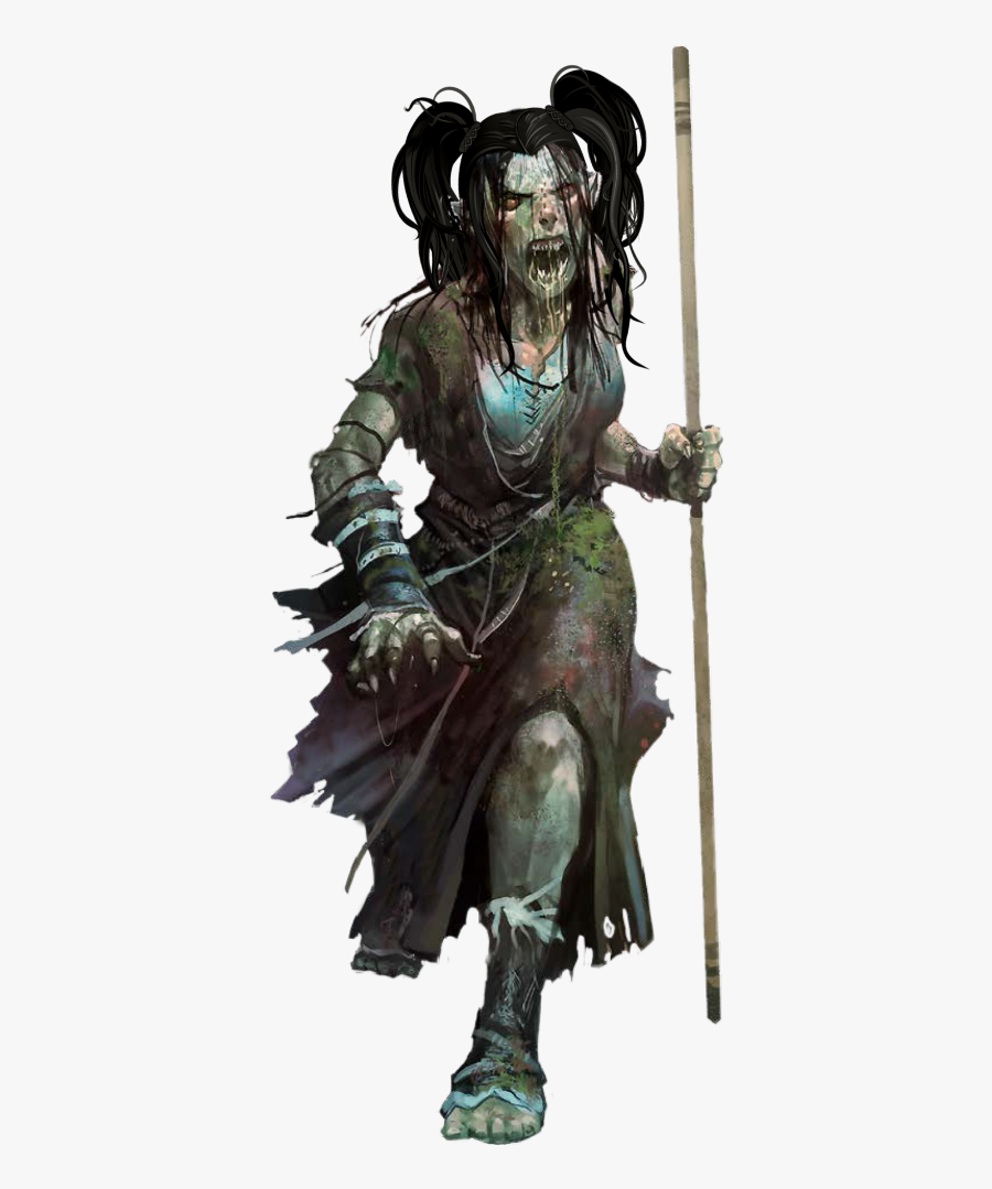 #woman #female #orc #warrior #savage #staff #bowstaff - Dnd Zombie, Transparent Clipart