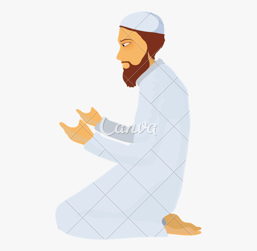 Transparent Man Praying Silhouette Png - Muslim Man Cartoon Png, Transparent Clipart