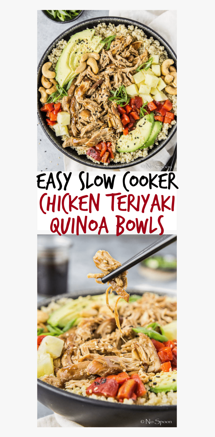 Easy Slow Cooker Chicken Teriyaki Quinoa Bowls Long - Teriyaki Chicken Poke Bowl R, Transparent Clipart