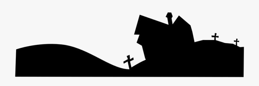 Graveyard, Night, Spooky, Scary, Cemetery, Dead, Cross - Grave Silhouette Vector, Transparent Clipart