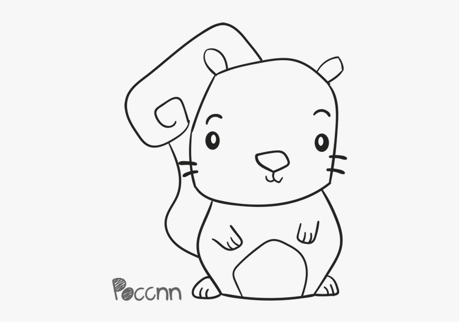 Cute Squirrel Lineart - Cartoon, Transparent Clipart