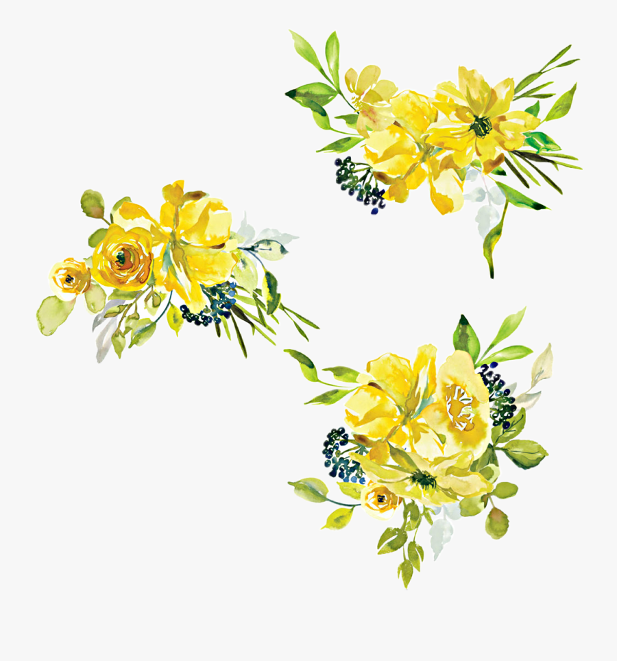 #watercolor #flowers #floral #bouquet #yellow #white, Transparent Clipart