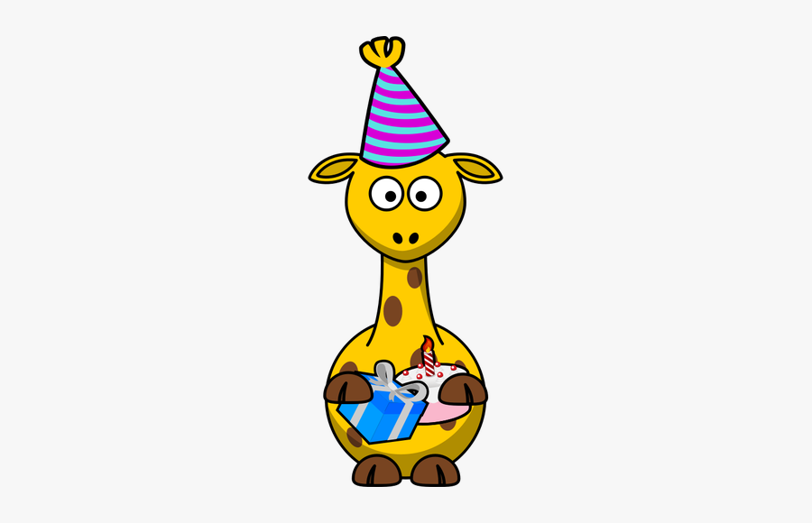 Vector Drawing Of Party Giraffe - Cartoon Clipart Animals, Transparent Clipart