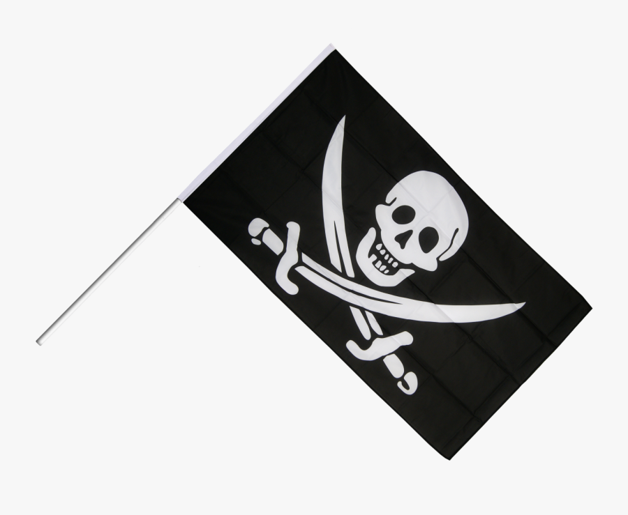 Pirate With Two Swords Hand Waving Flag - Pirate Flag, Transparent Clipart