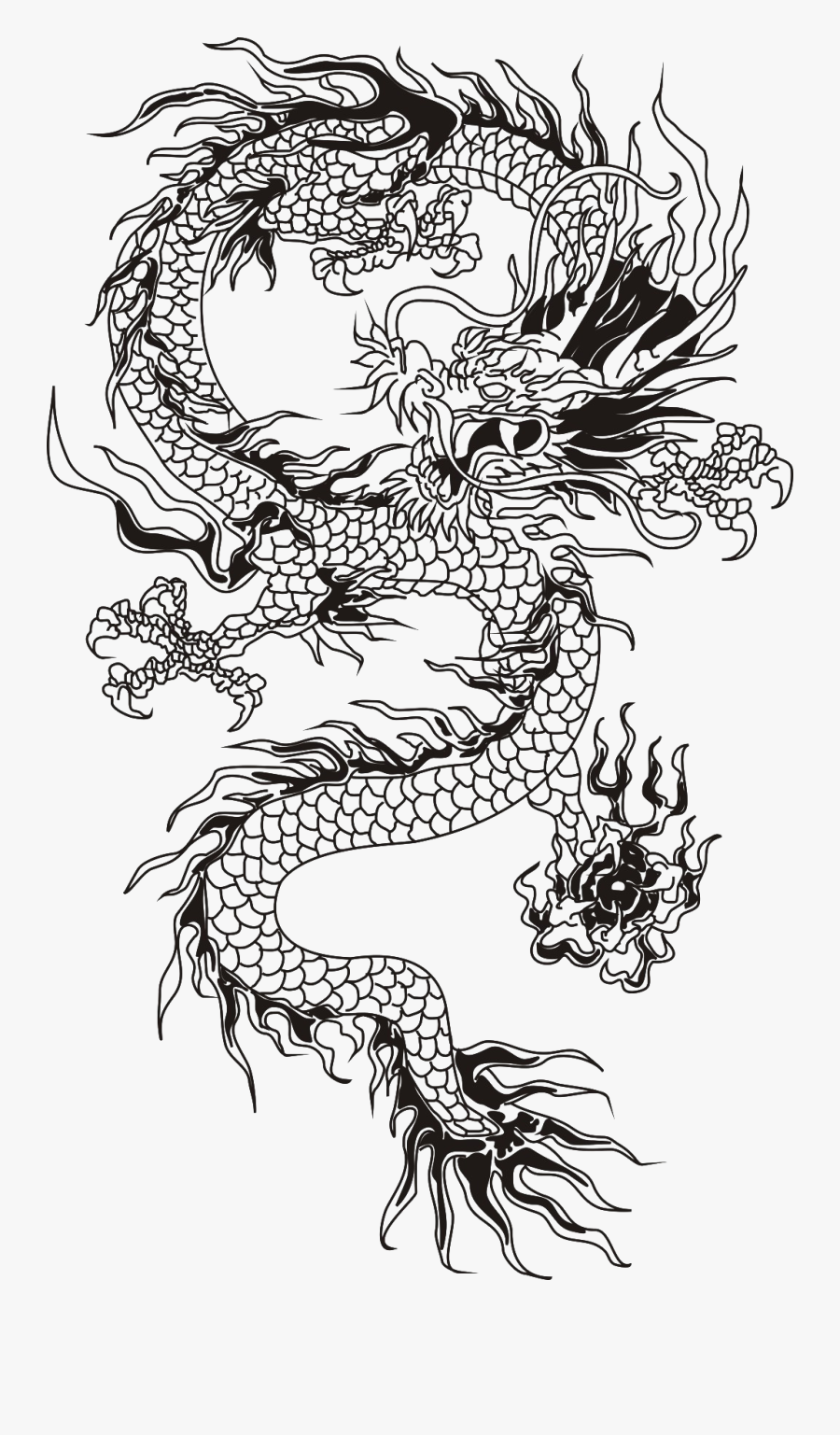 T-shirt Chinese Dragon - Chinese Dragon Line Art, Transparent Clipart