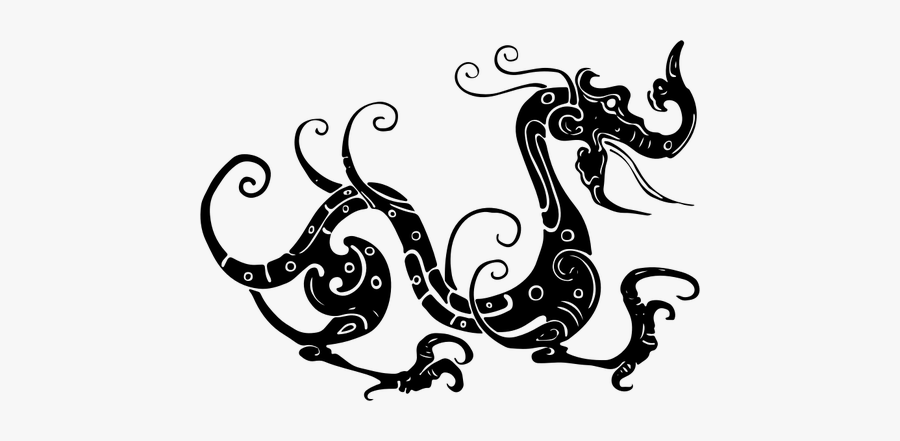 Asian Tribal Dragon Silhouette - Asian Dragon Silhouette Png, Transparent Clipart