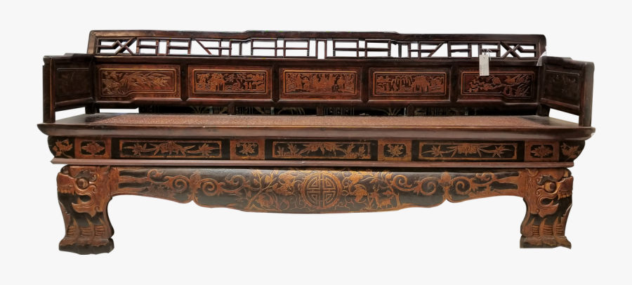 Chinese Dragon Antique Bench - Carving, Transparent Clipart
