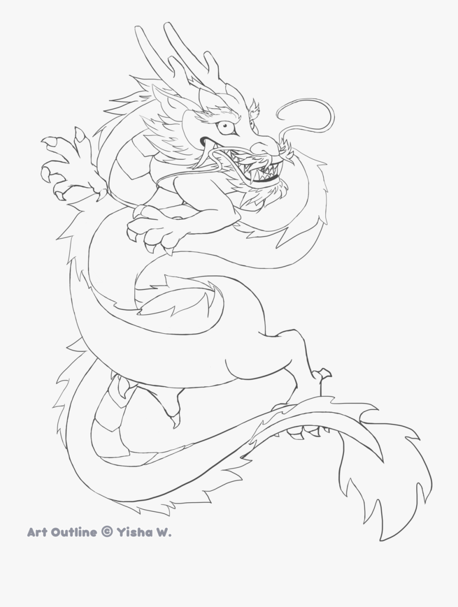 Drawn Chinese Dragon History - Chinese Dragon Outline, Transparent Clipart