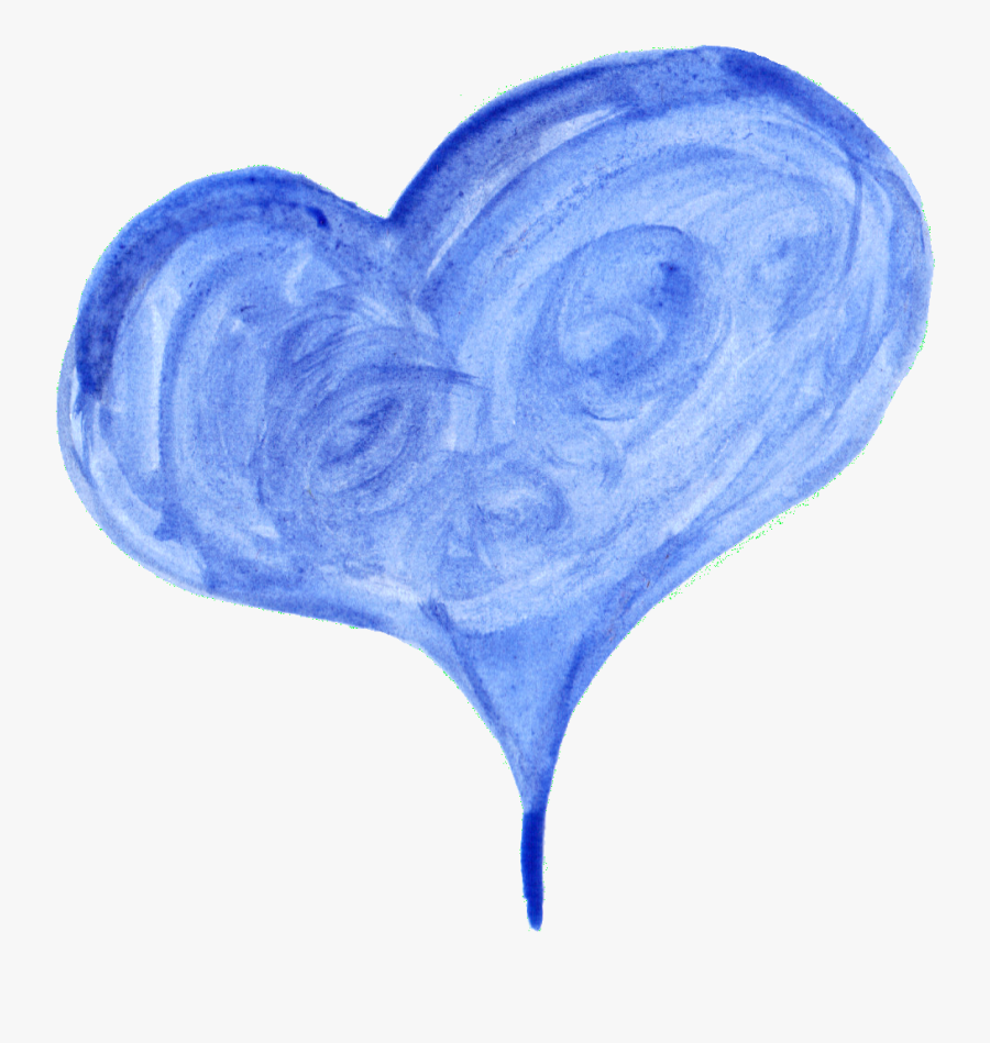 Watercolor Painting Blue - Blue Watercolor Heart Transparent Background, Transparent Clipart