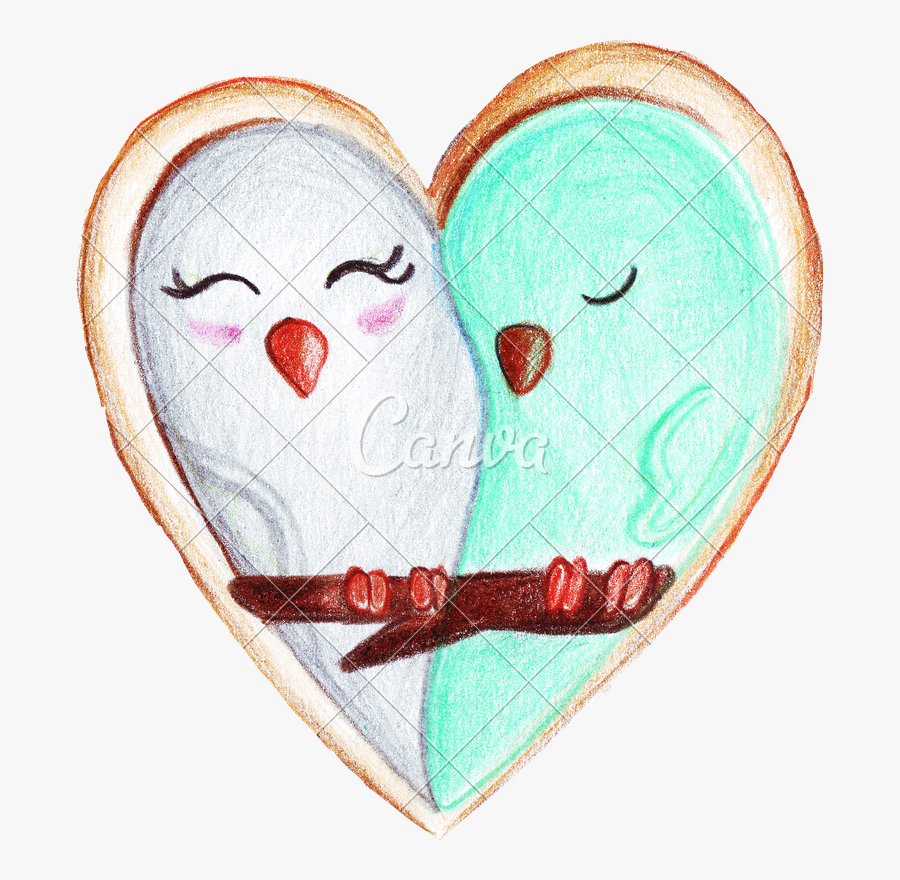 Pencils Drawing Love Heart - Dibujo Pajaros Abrazados, Transparent Clipart