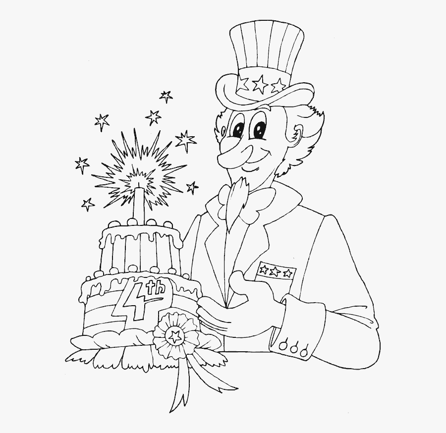 Uncle Sam Cake Fourth Of July Coloring Picture - Uncle For Coloring Png, Transparent Clipart