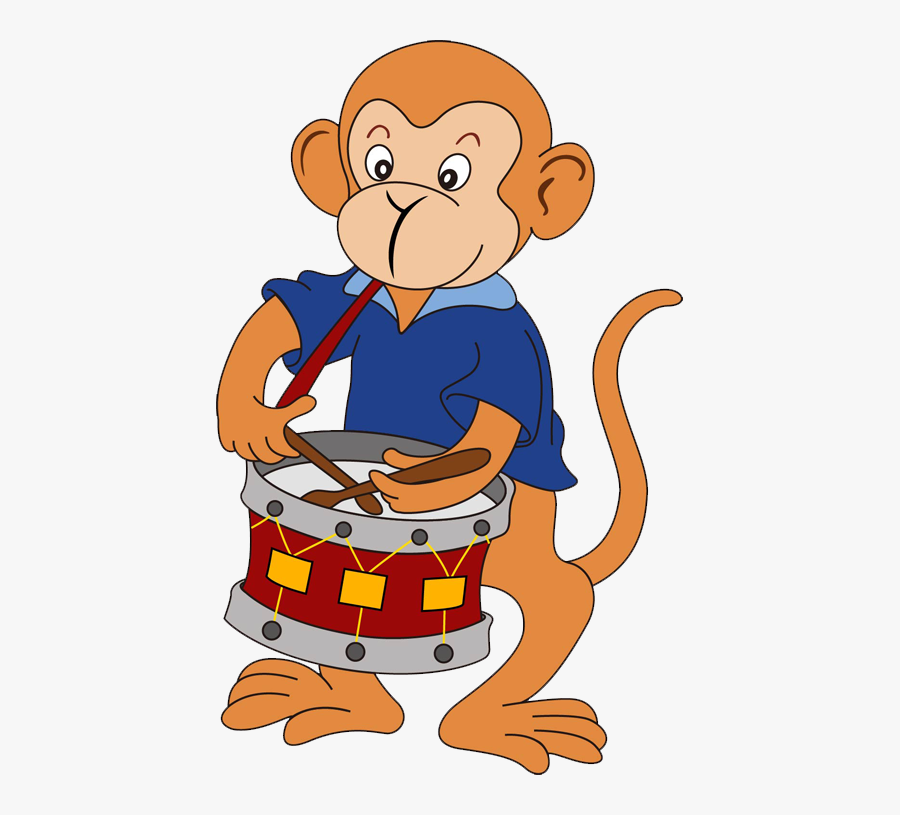 Clip Art Monkey Playing Drums - 猴子 打鼓, Transparent Clipart