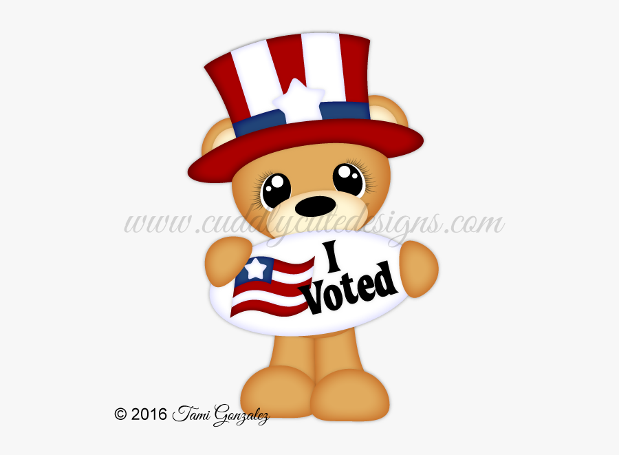 I Voted Bear - Cartoon, Transparent Clipart