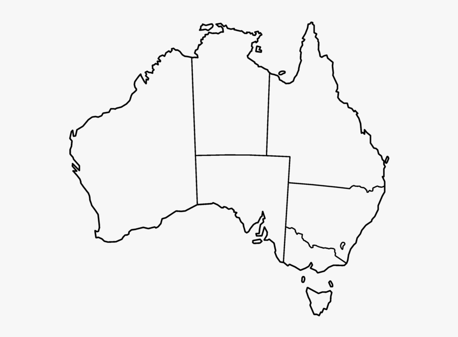 Transparent Us Map Outline Png - Map Of Australia To Colour, Transparent Clipart