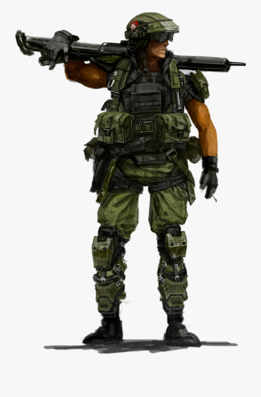 Transparent Marine Soldier Clipart - Halo Marine Concept Art, Transparent Clipart