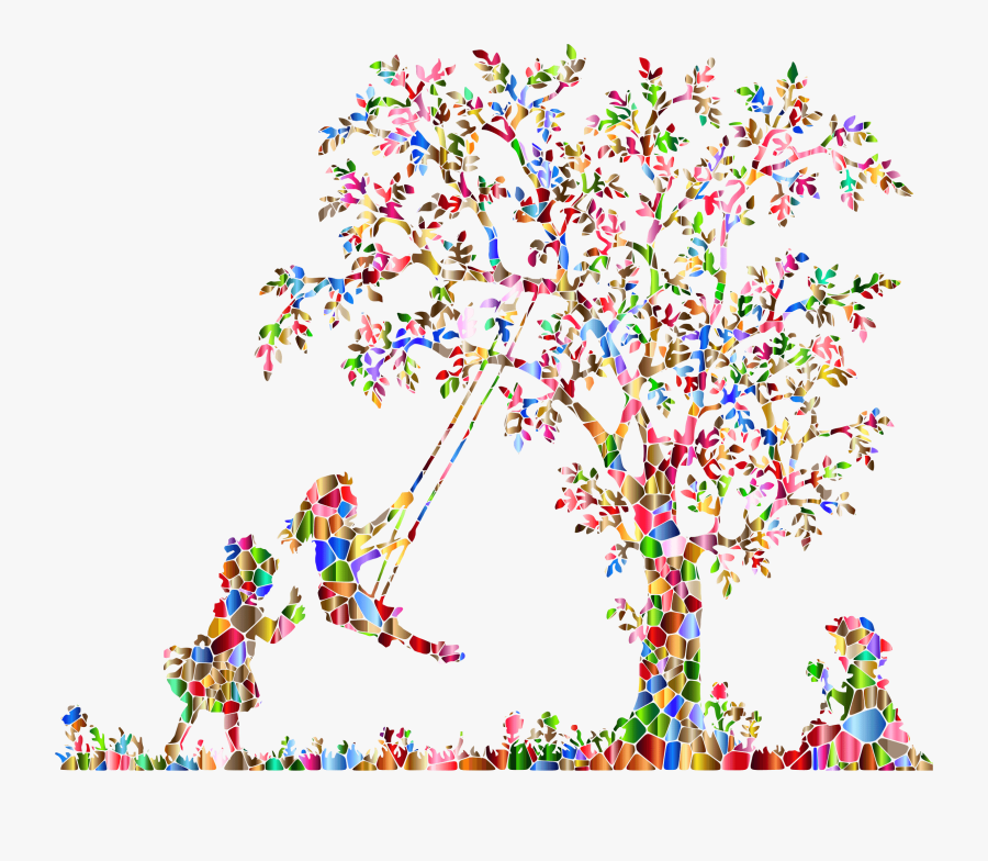 Clipart - Girl On Swing Clipart Black And White, Transparent Clipart