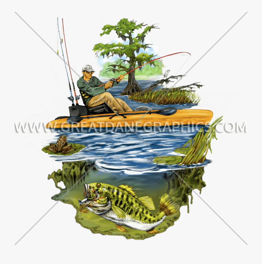 Kayaking Clipart Artwork - Kayak Fishing, Transparent Clipart