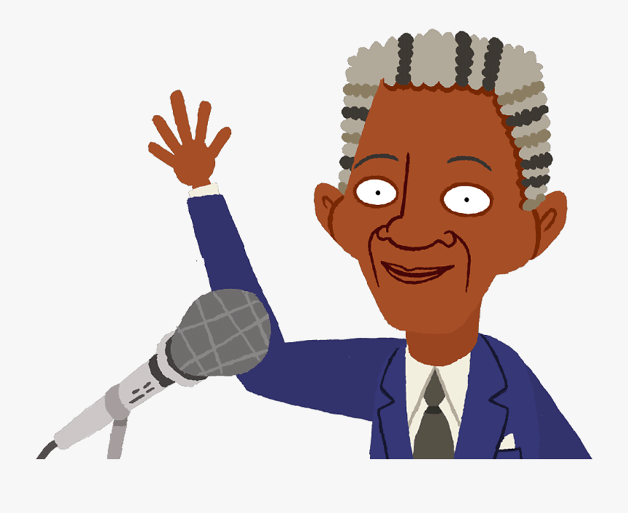 Nelson Mandela Smiling And Waving In Front Of A Microphone - Nelson Mandela Picture Animated, Transparent Clipart