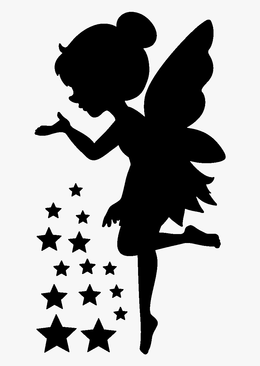 Sticker Enfant Fee Et Les Etoiles Ambiance Sticker - Fairy Silhouette Illustration, Transparent Clipart