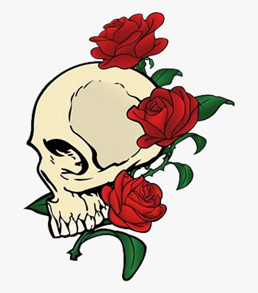 Skull Red Flowers Redaesthetic Aesthetic - Skull And Rose Png, Transparent Clipart