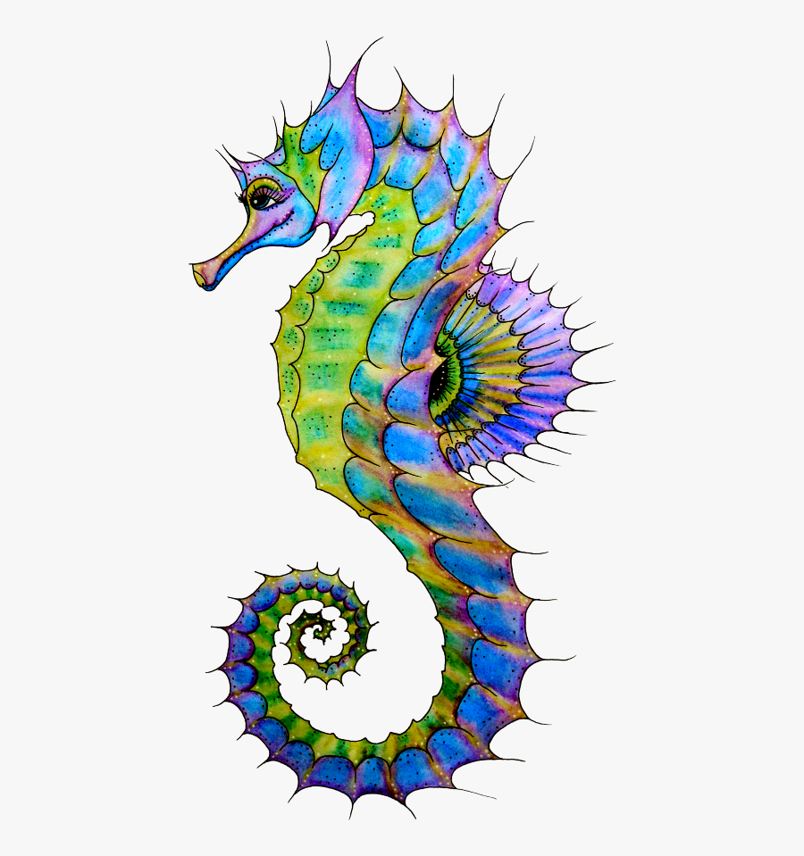 Seahorse Fish Ocean Colorful - Transparent Seahorse Png, Transparent Clipart