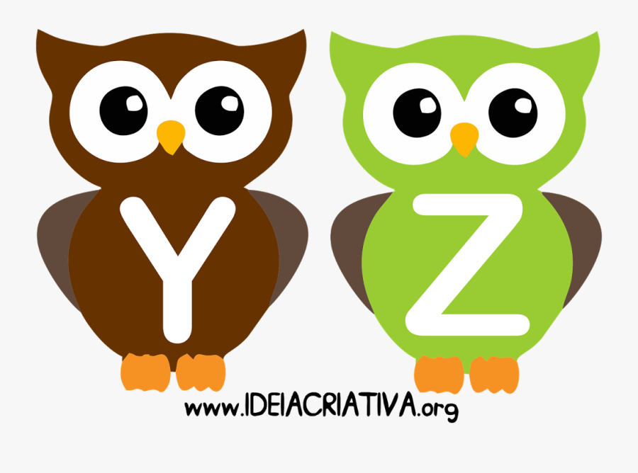 Alfabeto Letra Bastão Corujinhas - Clip Art Image Of Owl, Transparent Clipart