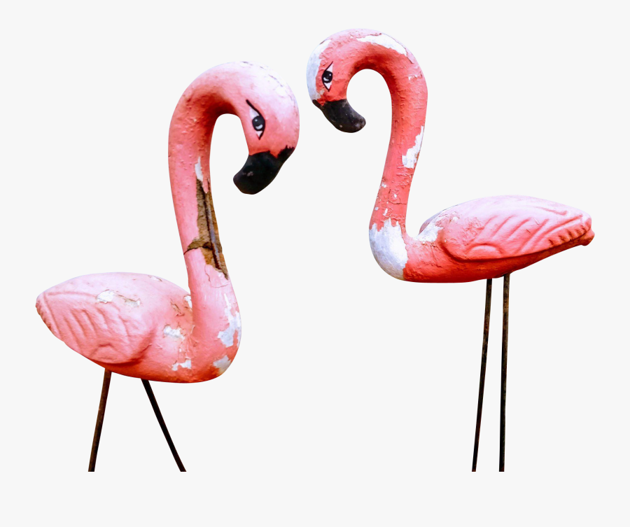 Vintage Pink Concrete Flamingo Lawn Ornaments Decorative - Pink Flamingo Png Vintage, Transparent Clipart