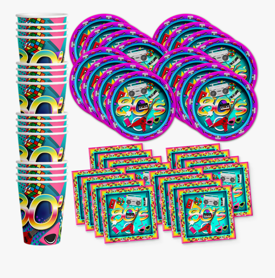 80"s Party Tableware Kit For 16 Guests - Napkin, Transparent Clipart
