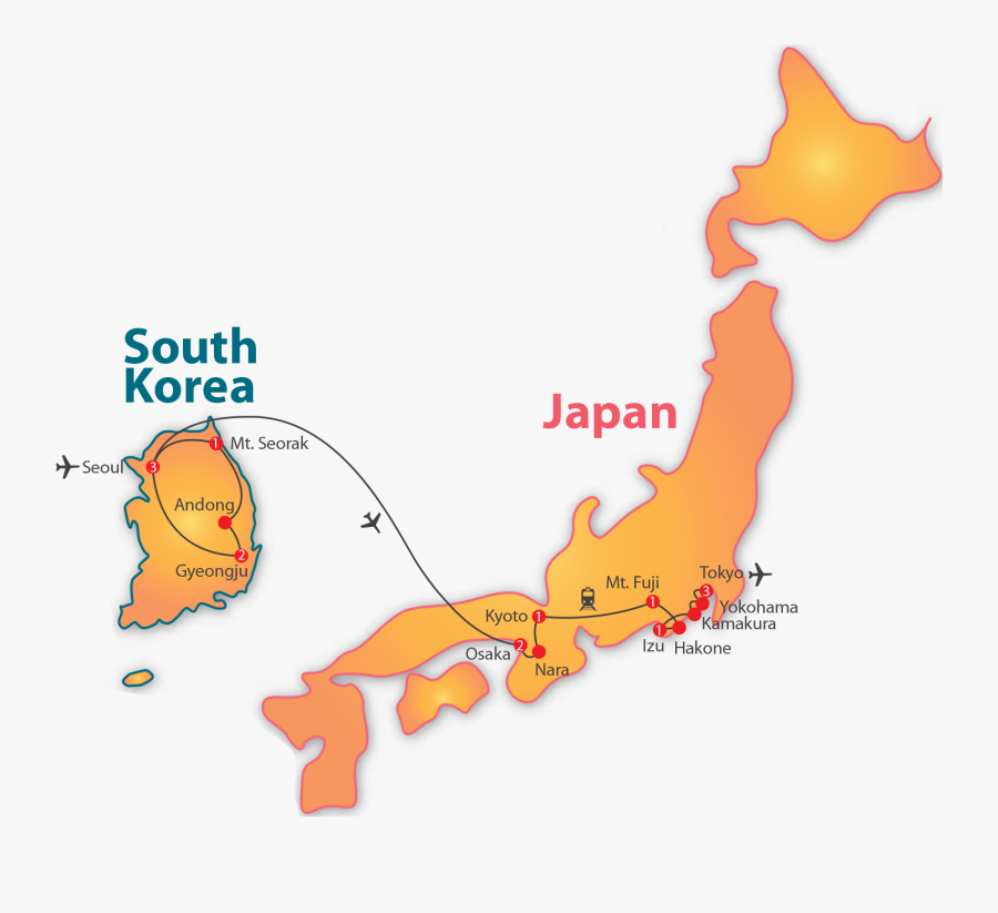 Immerse Yourself On An Incredible Journey Covering - Map Of Japan And Korea Mt Fuji, Transparent Clipart