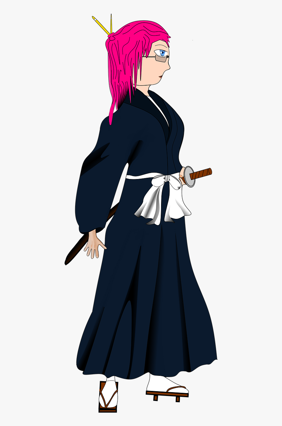 Japan Woman Sword Free Picture - Pink Samurai Hair, Transparent Clipart