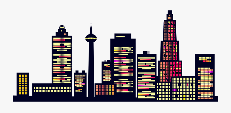 Building,city,metropolis - Generic Night Skyline, Transparent Clipart