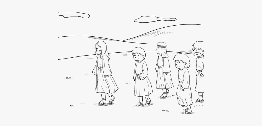 Disciples And Jesus - Coloring Mark 6 1, Transparent Clipart