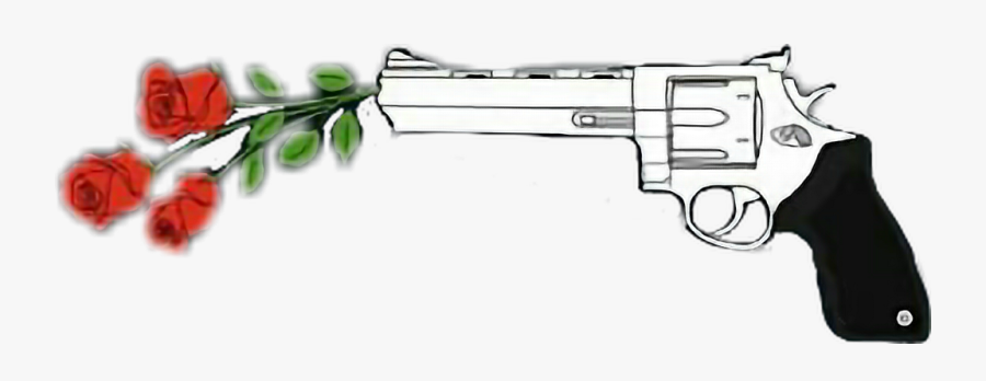 #gun #rose #black #white#freetoedit - Trigger, Transparent Clipart
