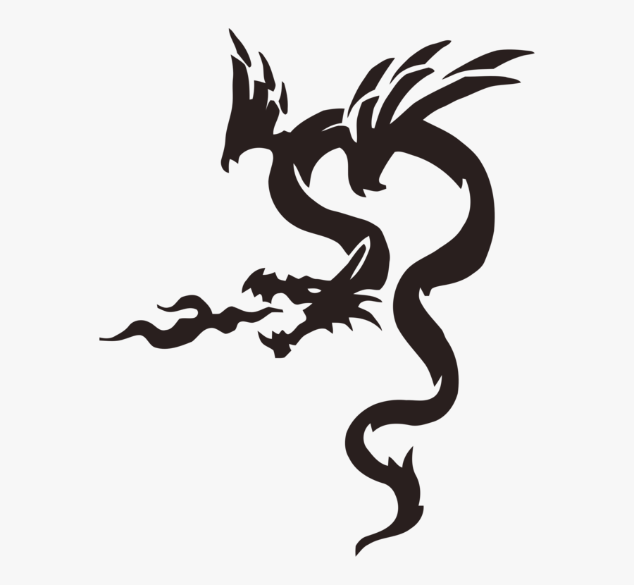 Silhouette,monochrome Photography,artwork - Silhouette Of Japanese Dragon, Transparent Clipart
