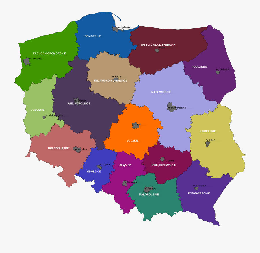 Poland, Voivodeship Clip Arts - Population Map Of Poland, Transparent Clipart