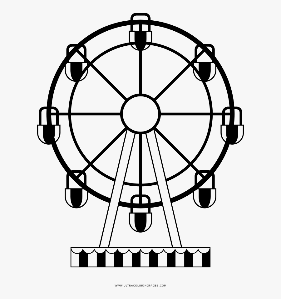 Ferris Wheel Coloring Book Drawing London Eye - Ferris Wheel Black And White Png, Transparent Clipart
