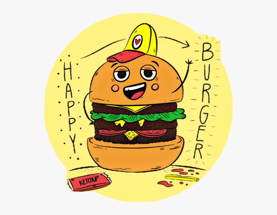 #happy #burger #cheese #buns - オシャレ 画像 イラスト キャラクター, Transparent Clipart