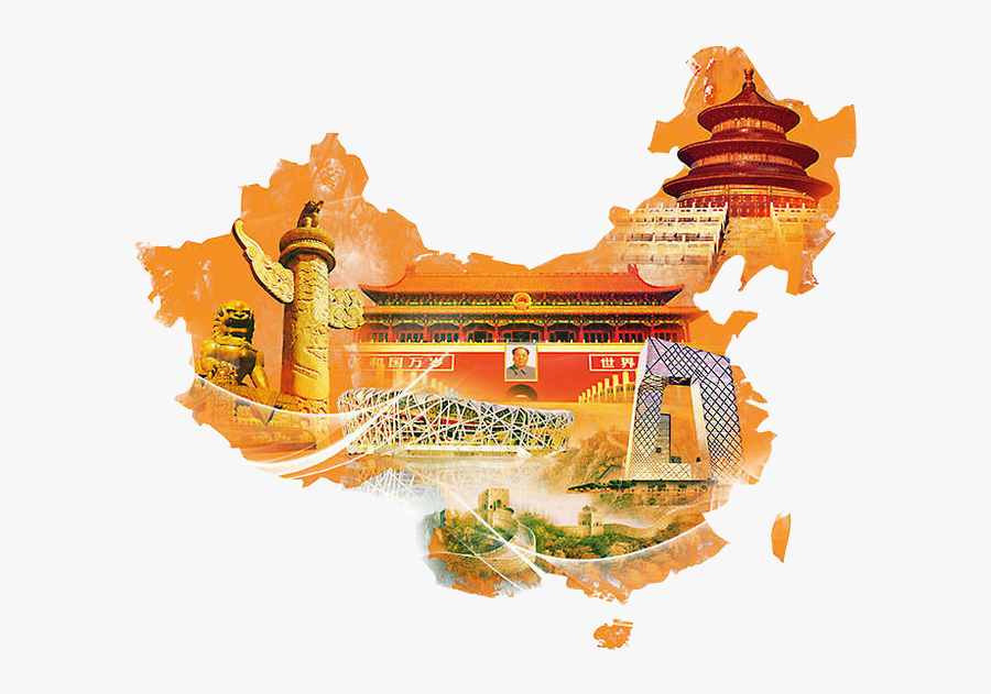 Map And Sights Of China Png Image - China Area And Population, Transparent Clipart