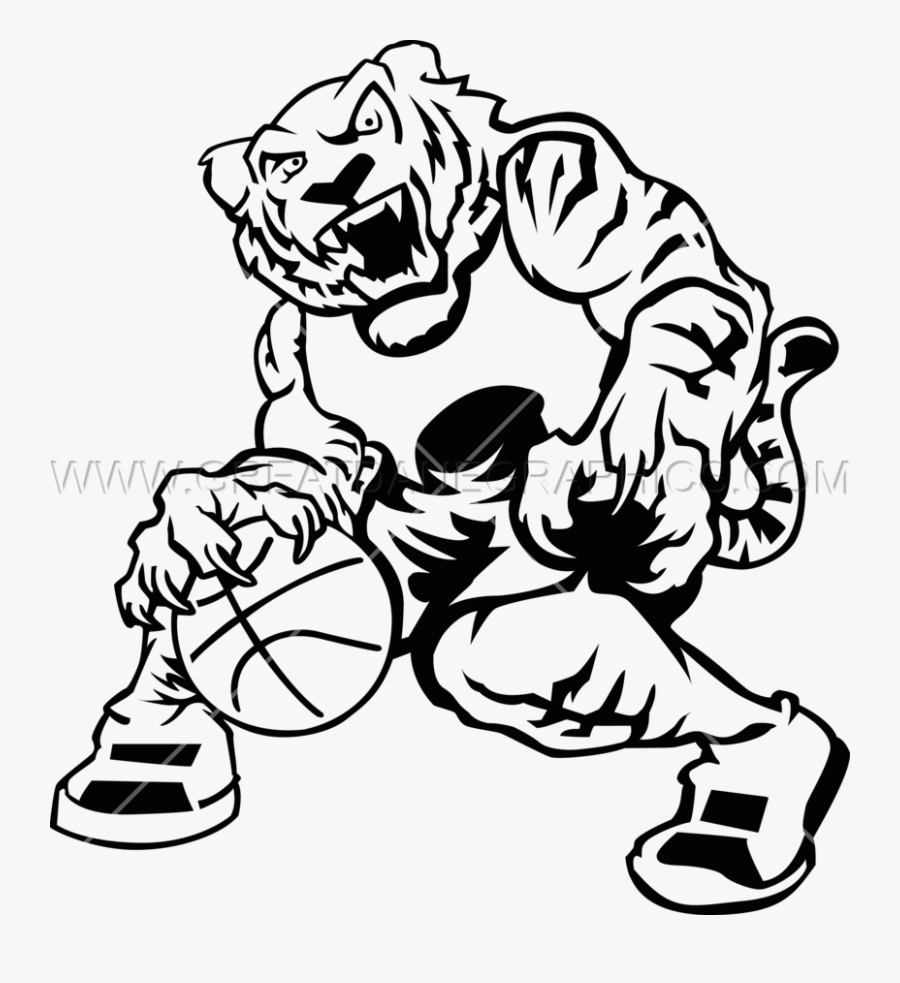 White Drawing Basketball - White Tiger Playing Basketball, Transparent Clipart