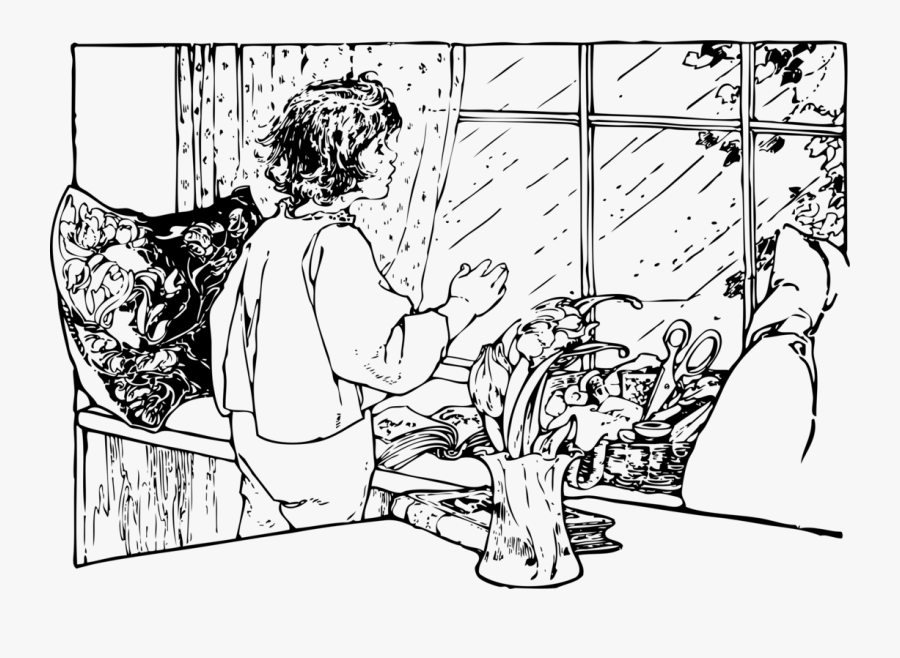 Art,people,text - Rain Through Window Drawing, Transparent Clipart