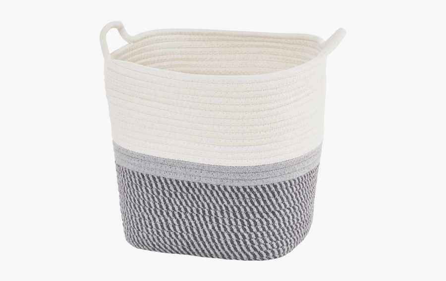 Rope Storage Basket, Grey Belted - Laundry Basket, Transparent Clipart