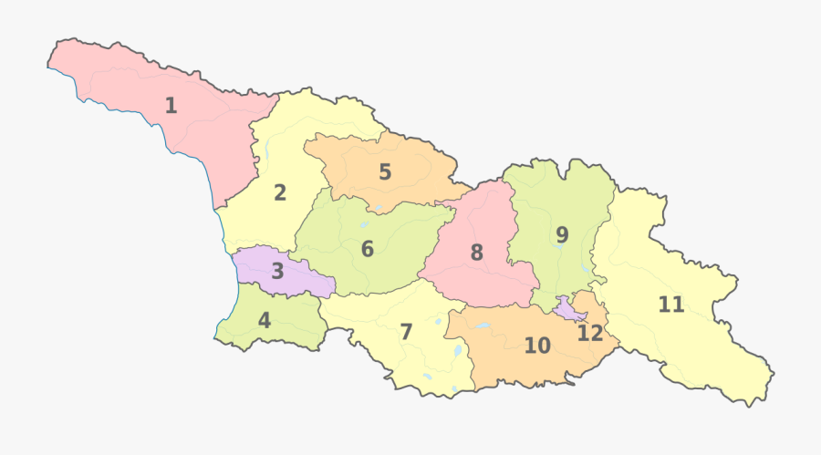 Clip Art Administrative Divisions Wikipedia - Map Of Georgia Country With Regions, Transparent Clipart