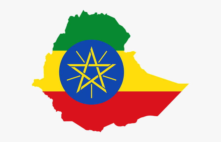 Ethiopia Map With Flag, Transparent Clipart