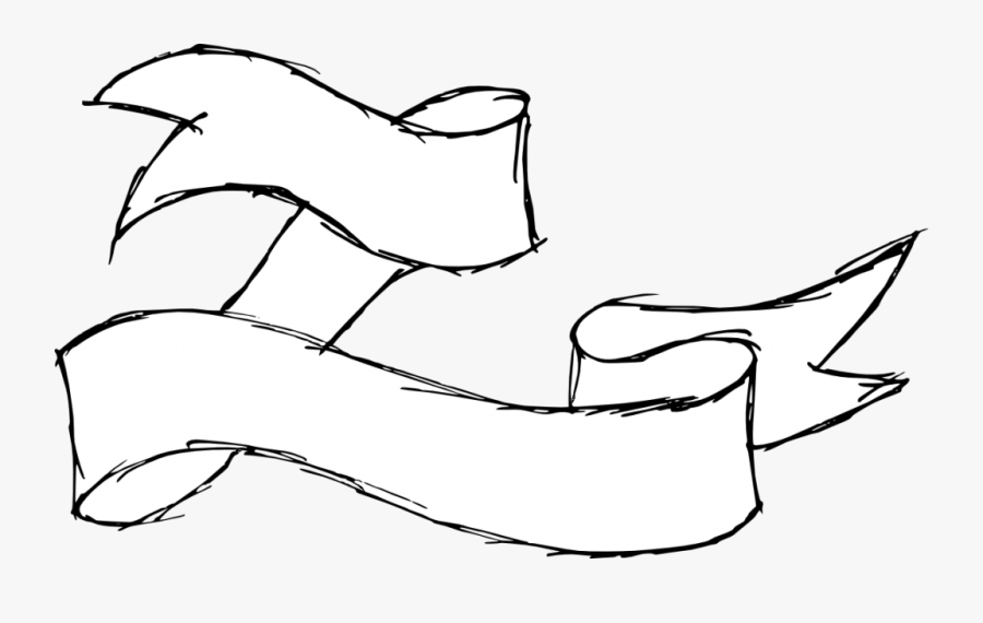 Black Ribbon Banner Png - Hand Drawn Banner Transparent, Transparent Clipart