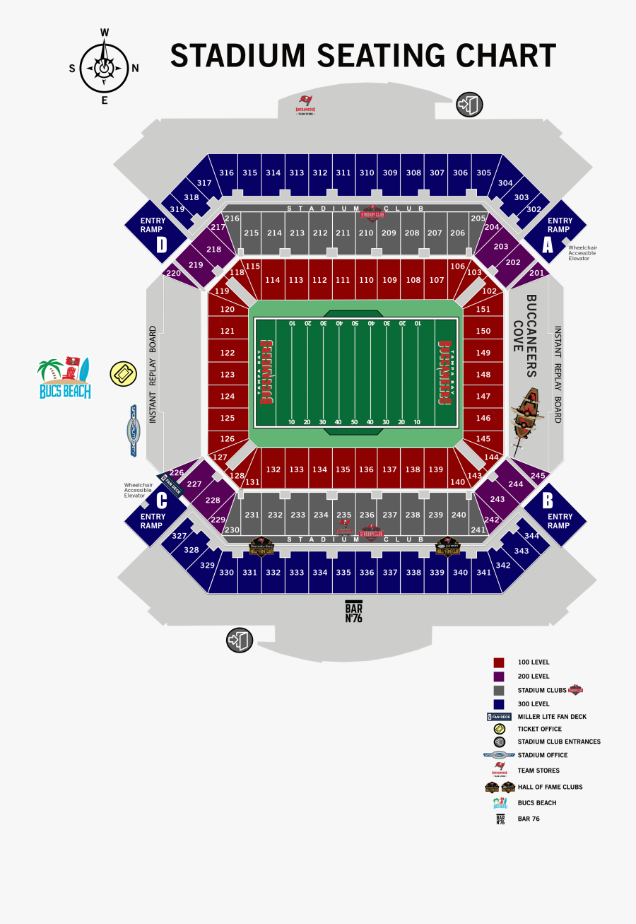 Club Raymond James Stadium Seating Chart, Transparent Clipart