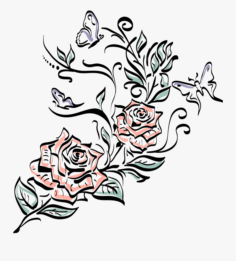 Drawing Line Art Clip Art - Transparent Png Of Rose Tattoo, Transparent Clipart